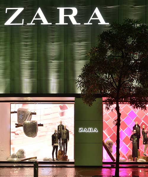 rotganzen creates disco forest themed window display for zara