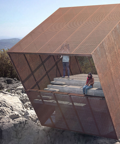 precarious 'tip-box' pavilion offers vertigo-inducing views of the montpellier mountains