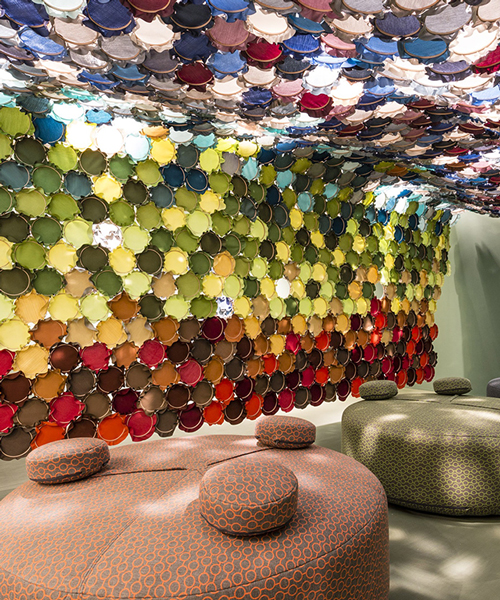 élise fouin creates vibrant sunbrella canopy during stockholm furniture fair