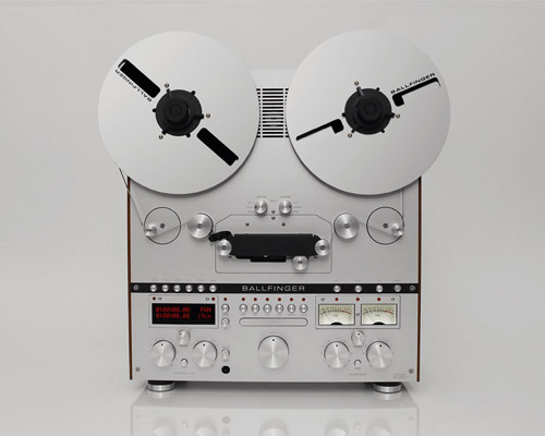 ballfinger tape and record players contrast aluminum with wood for a minimalist finish