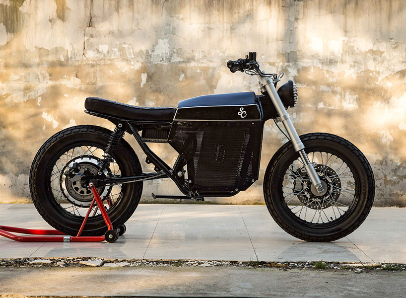 street tracker electric custom motorcycle by shanghai customs