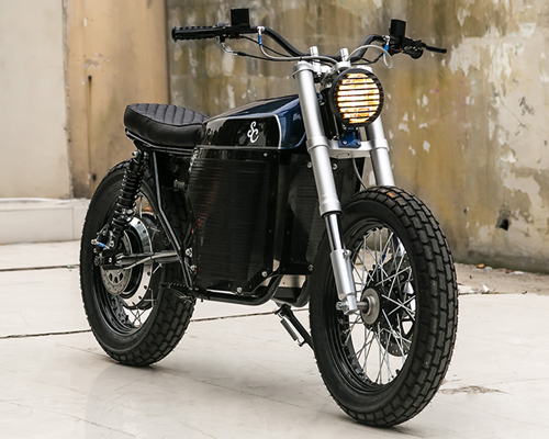 street tracker electric custom motorcycle by shanghai customs
