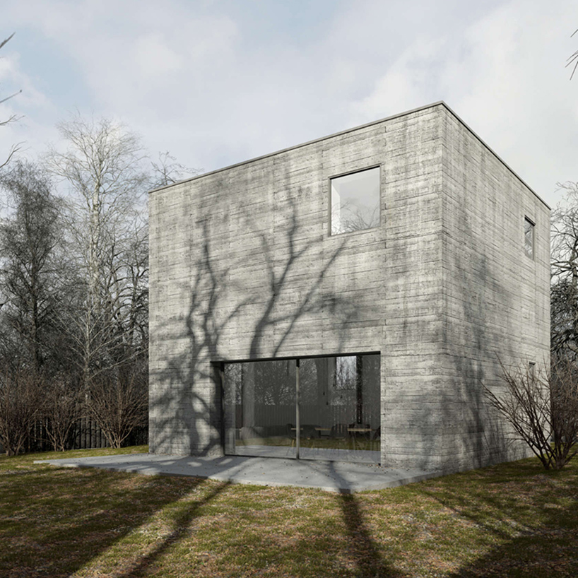też architekci reveals plans for a concrete cube house in western poland