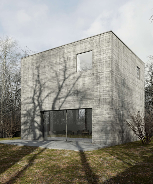 też architekci reveals plans for a concrete cube house in western poland