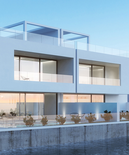 3+ architecture imagines a duo of villas with identical cubic façades