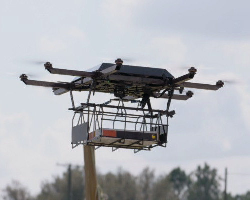UPS's autonomous parcel-carrying drone takes off from a delivery truck