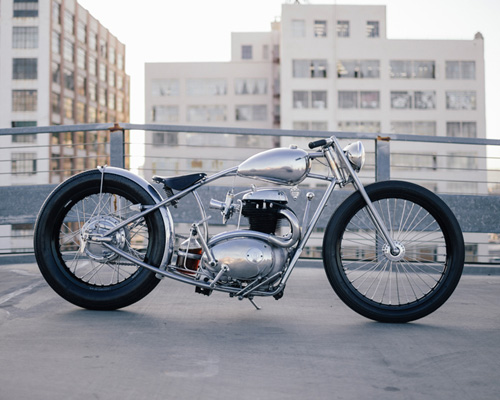 hazan motorworks BSA A50 is a bare metal motorcycle
