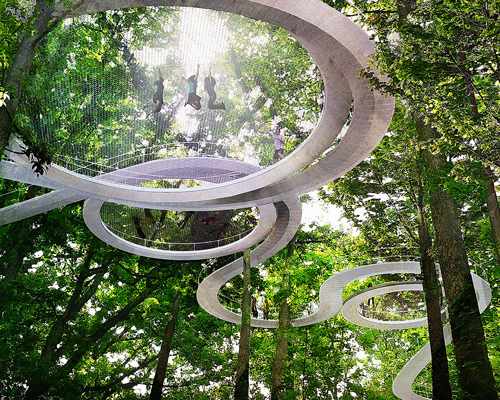 dror's masterplan for istanbul park features elevated walkways within the trees