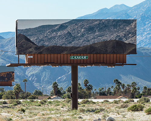 jennifer bolande blends billboards with mountains in the middle of the desert