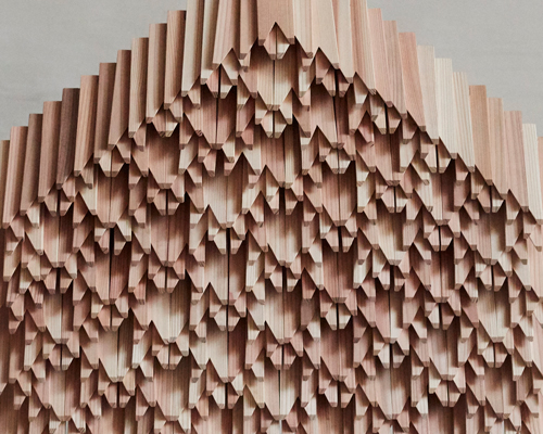 new york creatives offer artistic interpretations of kengo kuma's 'tsumiki' triangles