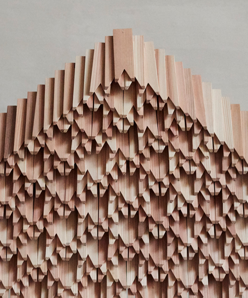 new york creatives offer artistic interpretations of kengo kuma's 'tsumiki' triangles