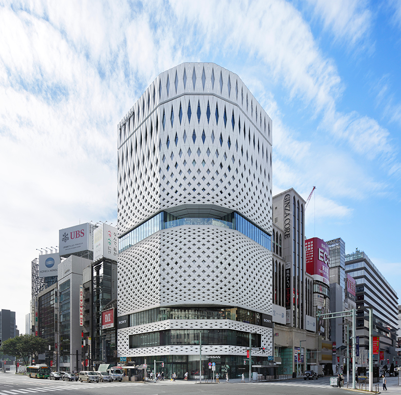 klein dytham applies patterned façade to tokyo's ginza place