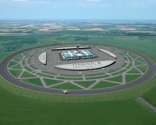 circular runway allows planes to take off and land in all directions