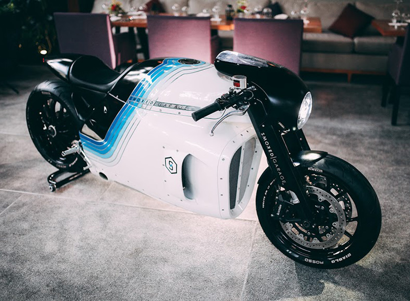 triumph ghost custom motorcycle smoked garage designboom