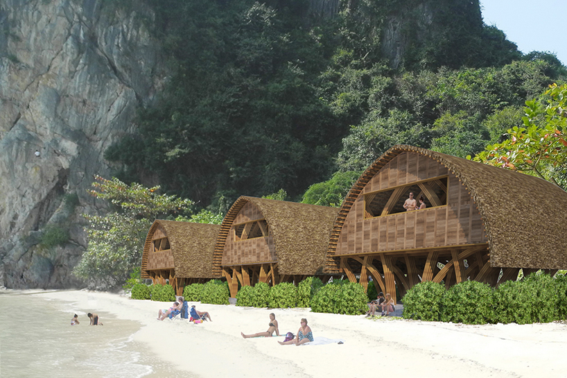 VTN architects' bamboo castaway island resort under construction in vietnam