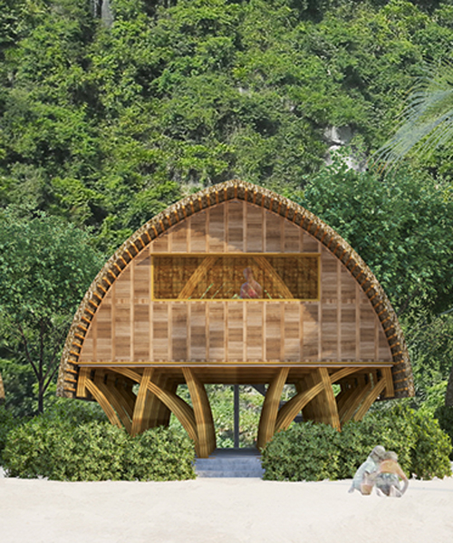 VTN architects' bamboo castaway island resort under construction in vietnam