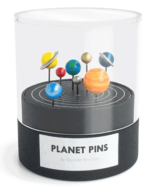 duncan shotton's hand-painted planet pins bring outer-space to your office