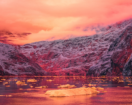 bradley g. munkowitz photographs alaska's tracy arm fjord in psychedelic infrared