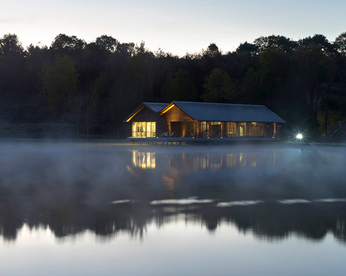 bernard desmoulin nestles conference room along lake chalain in france