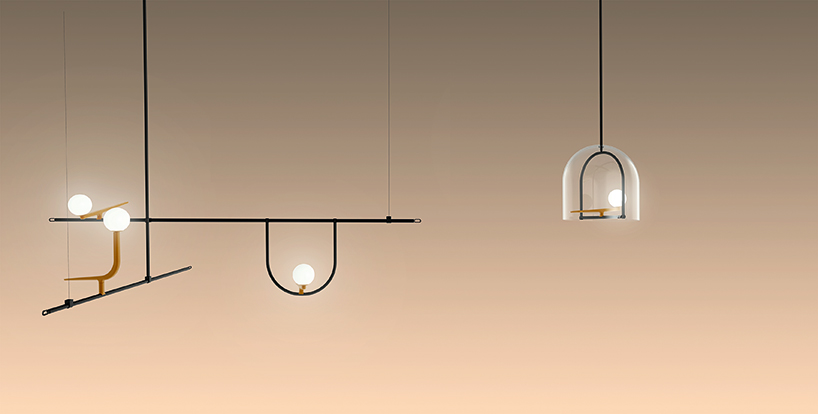 neri & hu's yanzi lamps for artemide are birds resting on scaffolding neri hu artemide yanzi birds euroluce designboom