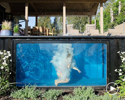 this shipping container swimming pool can be used at any time of year