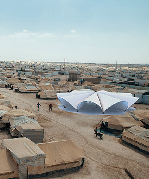 the maidan tent, a public indoor space for refugee camps