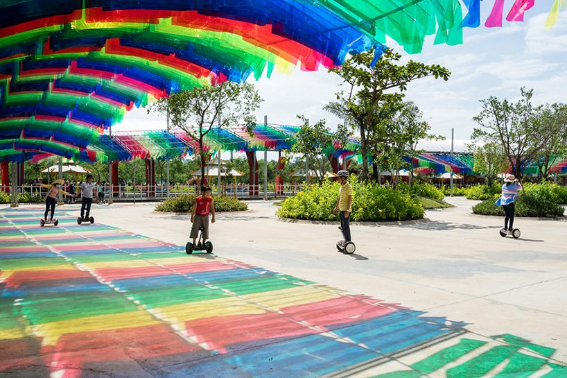 HA envelops vietnamese playground with multi-colored flags