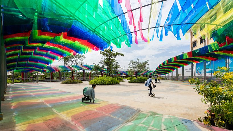 HA envelops vietnamese playground with multi-colored flags