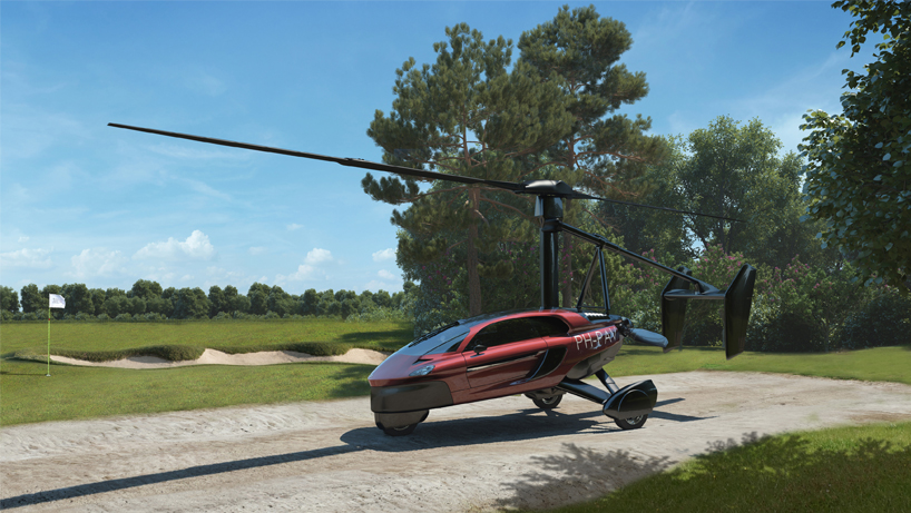 production model of the PAL-V liberty flying car takes off
