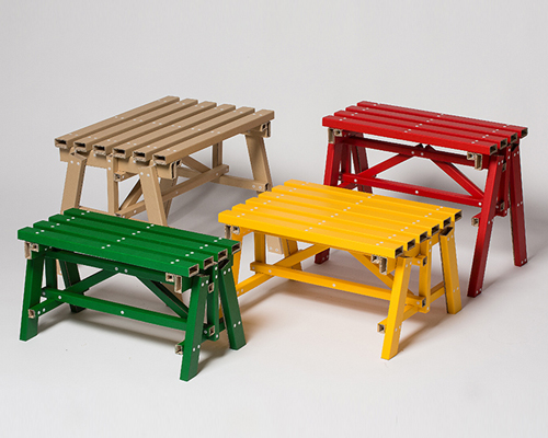 PESI's playful DIY cardboard table reinterprets traditional furniture