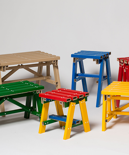 PESI's playful DIY cardboard table reinterprets traditional furniture