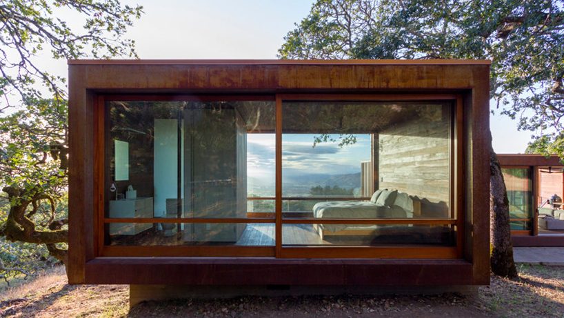 weehouse sonoma is a pre-fab corten home overlooking the californian valley