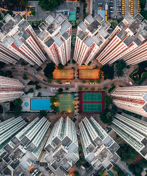 density by drone: andy yeung highlights claustrophobic living in hong kong