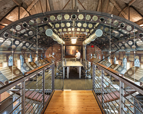 jet fuselage interpreted as offices inside kayak.com HQ in new york