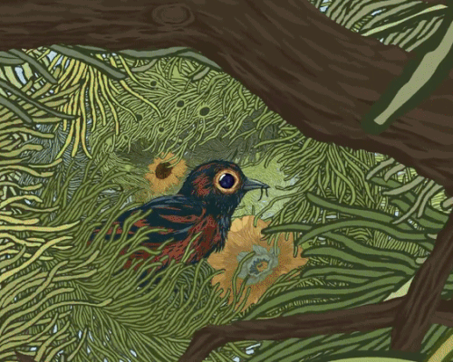 travel down the rabbit hole in hungarian artist benze's endlessly looping animation