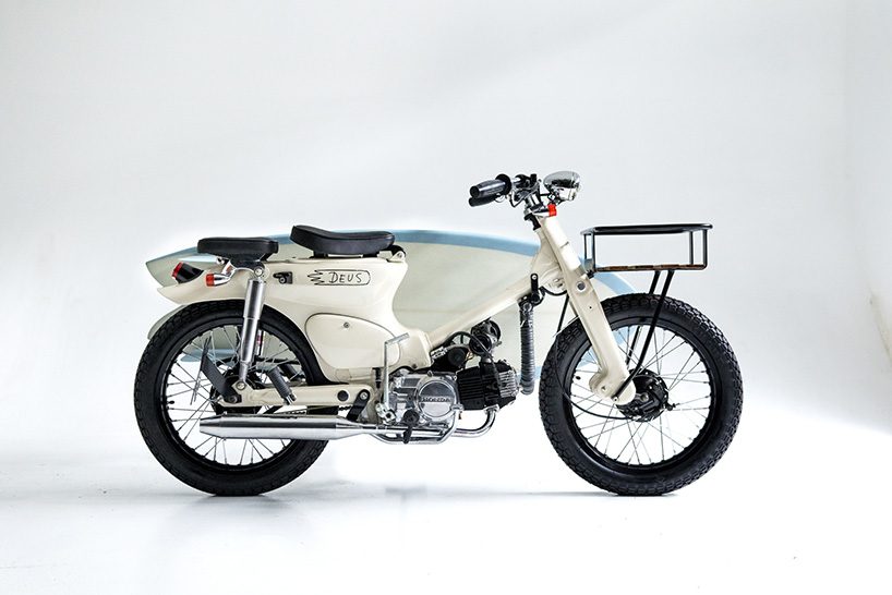 the deus sea sider custom bike is 70's super cub for surfers