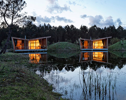echasses eco-lodges by patrick arotcharen architecte fit within a delicate lake ecosystem