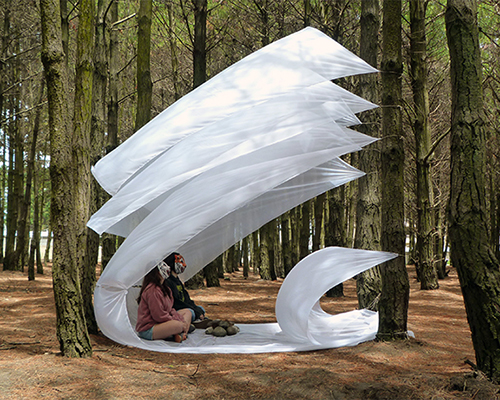 estudio invasivo explores archetypal skins using fabric + wind