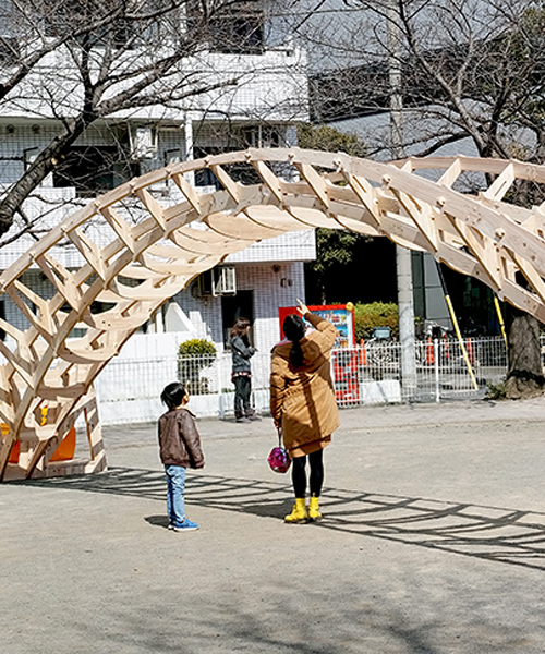 VUILD studio builds wooden bridge using japanese joining techniques