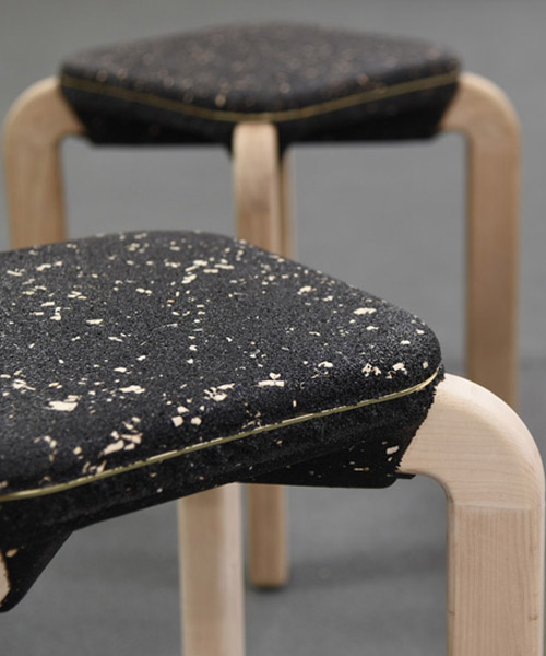 kalo's speckled 'macaron' seat uses locally recycled rubber for bee’ah co.
