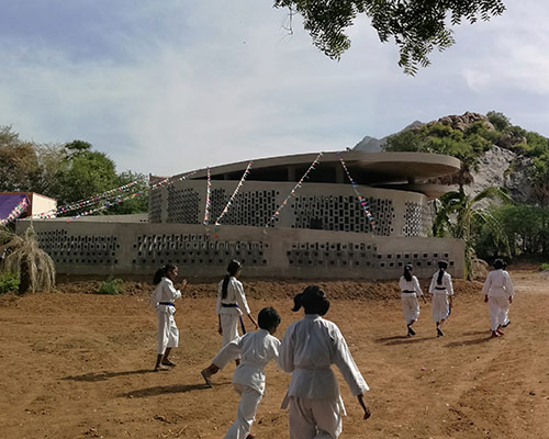 made in earth completes concrete block music and art center in india