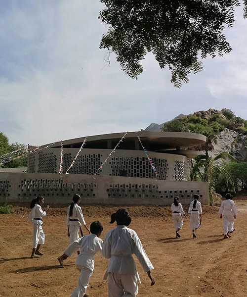 made in earth completes concrete block music and art center in india