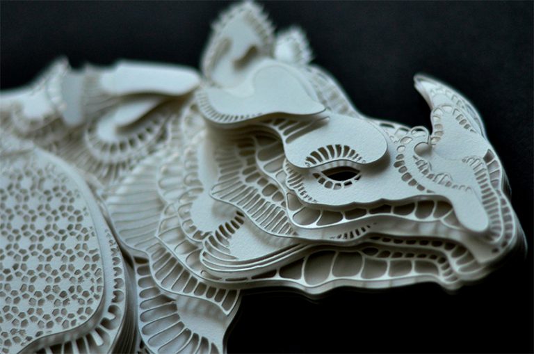 patrick cabral's intricate papercuts raise awareness for vulnerable species