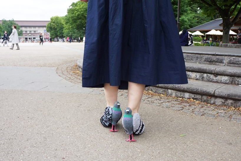 japanese designer handcrafts pigeon shoes for walking around tokyo