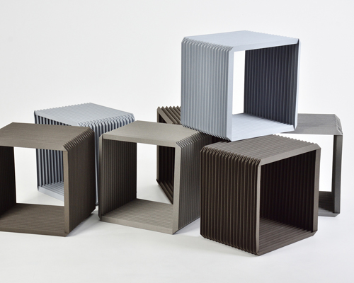 zigzag pleats shelf by shinya oguchi folds up to minimize volume