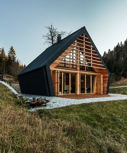 studio PIKAPLUS sets wooden house against backdrop of forests