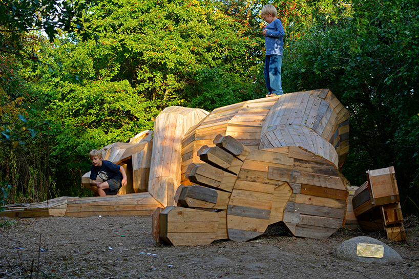 thomas dambo hides six 'forgotten giants' across the danish woodland