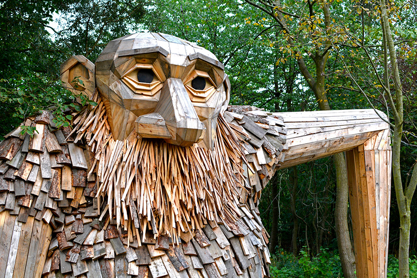 thomas dambo hides six 'forgotten giants' across the danish woodland