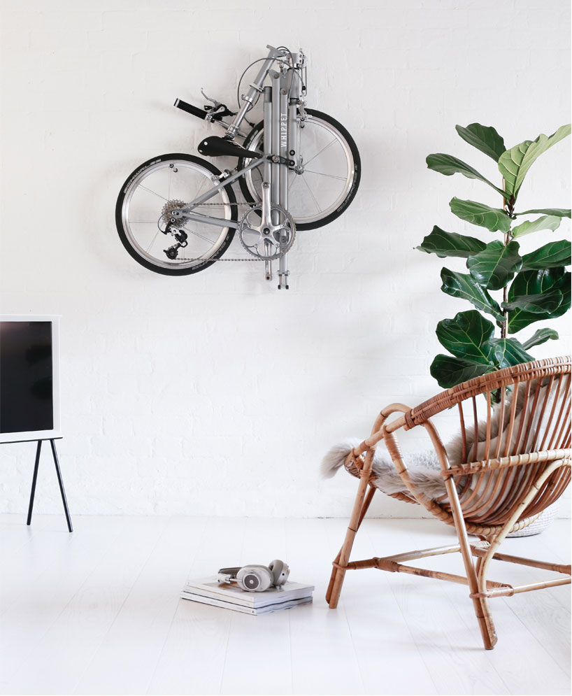 whippet bicycle folds as a slim and stylish companion for urban living