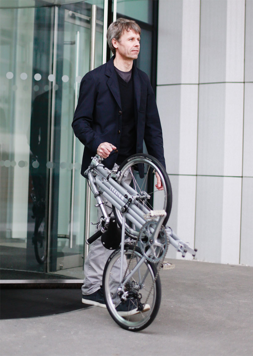 whippet bicycle folds as a slim and stylish companion for urban living